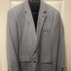 Jones New York Men’s Linen Blend Blazer | Blue Micro Check | 44L